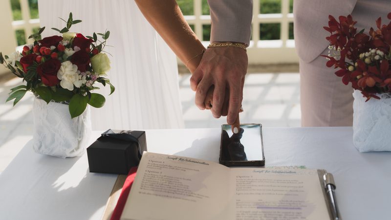Signing at the ceremony table