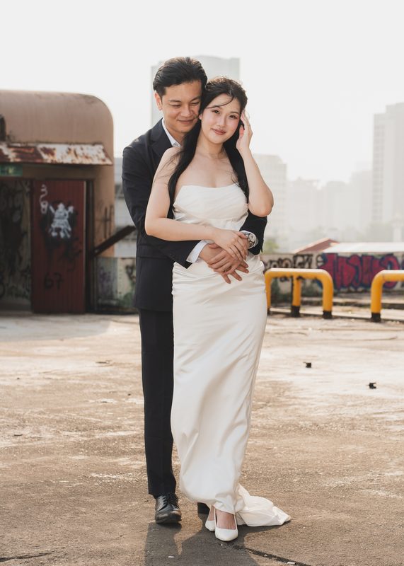 An embrace on the rooftop