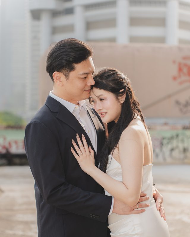 Holding each other close on the rooftop